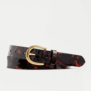 J. Crew Tortoise Brown / Black Belt with Gold Buckle